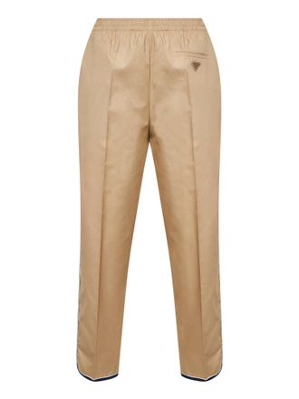 Prada Womens Desert Twill Trousers With Tapered Leg Beige Polyester