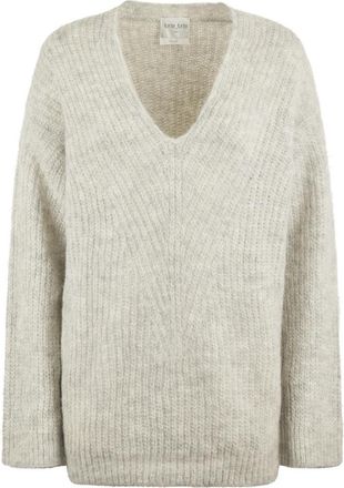 Forte_Forte Alpaca V-Neck Sweater - Dames - V-hals truien - Beige - S - Truien & Vesten