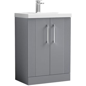 Nuie Nuie - Deco Floor Standing 2-Door Vanity Unit with Basin-1 600mm Wide - Satin Grey