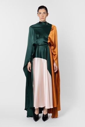 Roksanda Ilincic Andromeda Draped Dress in Forest /Cinnamon /Rose at Nordstrom, Size 10