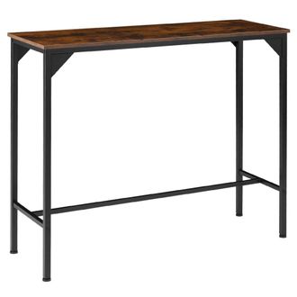 TecTake Mesa de bar rectangular, madera y acero, 120x40x100,5cm, madera oscura