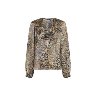 Etro Blouses, female, Brown, L, Printed Silk Blouse