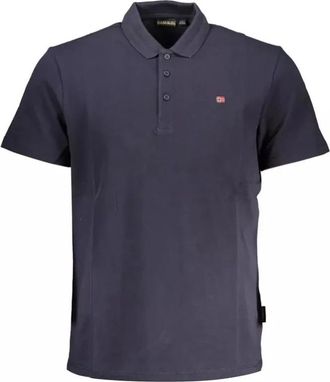 Napapijri Tops, Heren, Blauw, S, Blauw Polo Shirt met Borduursel