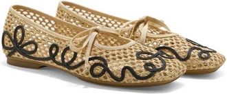 Vivaia Margot Square-Toe Mesh Flats in Natural/black at Nordstrom, Size 8.5