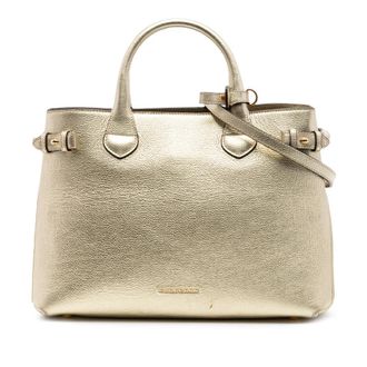 Burberry Pre-owned Burberry Medium Metallic Leather and House Check Banner Satchel Ladies O05PJMZZBR0GF4PF
