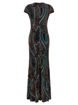 Etro Paisley Devour&eacute; Velvet Dress - Multicolor