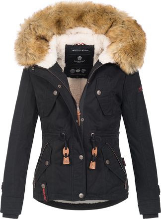 Navahoo Dames Winterjas Pearl - Korte Parka met Teddyfleece & Afneembare Bontkraag