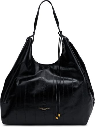 Gianni Chiarini Womens Hobo Shoulder Bag Black Calfskin Tote