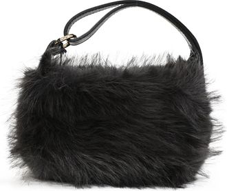 sacai Small Shoulder Bag in Black Faux Fur
