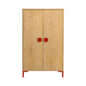 Really Nice Things Armario 2 puertas color roble y detalles en rojo