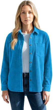 Roaman's Corduroy Button Front Shirt in Iris Blue at Nordstrom, Size 34