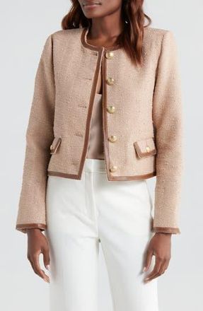 L'agence Zaya Faux Leather Trim Jacket in Cappuccino at Nordstrom Rack, Size 12