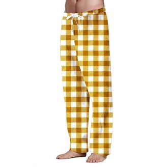 Generic Mens Checked Lounge Pants, Classic Plaid Pyjama Bottoms for Men, Soft Cotton Blend Sleepwear Trousers, Elastic Waist Lightweight Loungewear, Gingham P