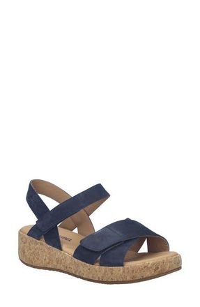 Josef Seibel Evita 03 Slingback Platform Wedge Sandal in Ocean Nubuck at Nordstrom, Size 10-10.5Us