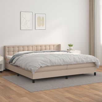 vidaXL Cama Box Spring Con Colch&oacute;n Cuero Sint&eacute;tico Capuchino 200x200cm Vidaxl
