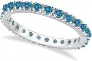 Allurez Fancy Blue Diamond Eternity Band Wedding Ring 14K White Gold (0.50ct)