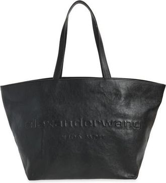 Alexander Wang Punch Logo Crinkled Leather Tote in Black at Nordstrom
