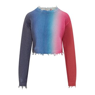 Semicouture Cropped Long-Sleeved Jumper - female - Semicouture - Round-neck Knitwear - Multicolor - M - Knitwear