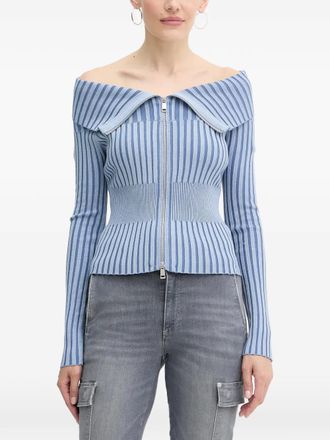 Guess Co striped zip-up sweater - Blue