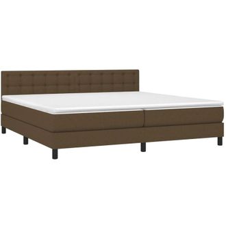 vidaXL Cama Box Spring Colch&oacute;n Luces Led Tela Marr&oacute;n Oscuro 200x200 Cm Vidaxl