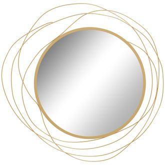 Mauro Ferretti Specchio Moderno E Rotondo Decorativo A Muro Con Ganci, In Vetro E Metallo, &Oslash;65x1 Cm, Oro