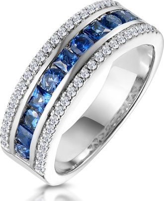The Diamond Store 1ct Sapphire and Diamond Eternity Ring 18KW Gold - Asteria Collection