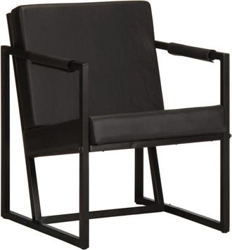 vidaXL Sillón de cuero auténtico negro Vidaxl