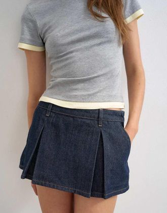 Topshop Gonna pantalone in denim indaco rinse wash-Blu