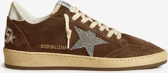 Golden Goose Niedrige Used-Look-Wildledersneakers mit Glitterstern Ball Star