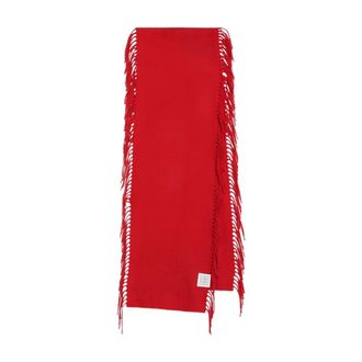 Toteme Cashmere Tassel Sjaal - Dames - Accessoires - Rood - Maat: ONE Size Kasjmier