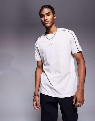 A|X Armani Exchange T-shirt a maniche corte bianca con logo al centro-Bianco