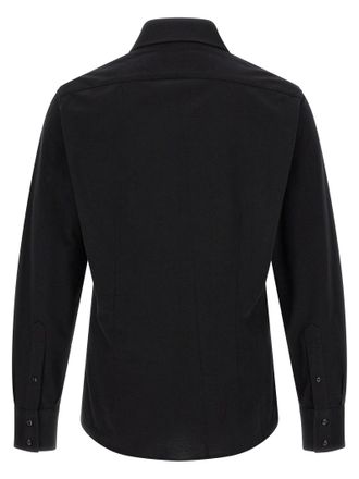 Brunello Cucinelli Cotton Piquet French Collar Shirt - Black
