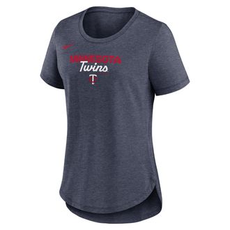 Nike Minnesota Twins Arched Team Name Nike Womens MLB T-Shirt in Blue | NKMVEX52TIS-SVQ
