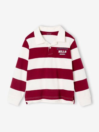 Vertbaudet Jungen Poloshirt mit Webstreifen bordeaux