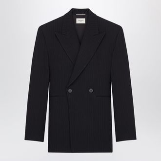 Saint Laurent Giacca doppiopetto nera in lana vergine
