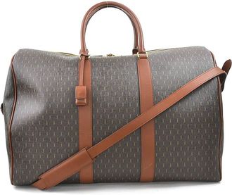 Saint Laurent Brown Coated Canvas Leather Boston Bag (Pre-Owned)