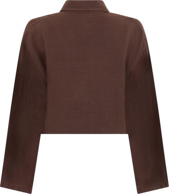 Lois Jeans Womens Linen Crop Top Chocolate Martini Shirt