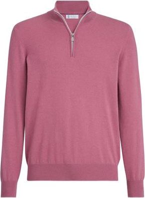 Brunello Cucinelli Cashmere sweater with half zip in Coral at Nordstrom, Size 46 It