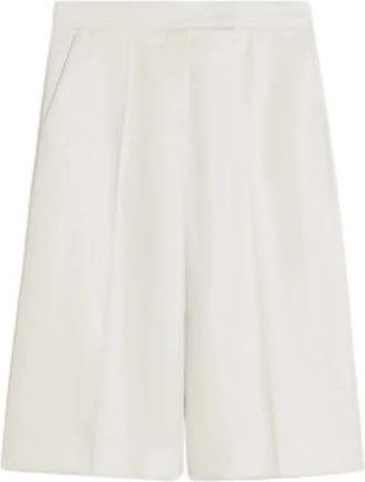 Max Mara Linnen Bermuda Shorts - Dames - Korte Broeken - Wit - 2XS - Linnen - Korte Broeken