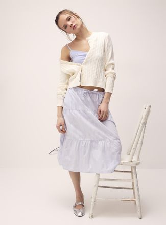 Twik Womens Tiered poplin midi skirt