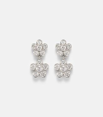 Ileana Makri Blossom Daisy Duo 18kt white gold earrings with diamonds