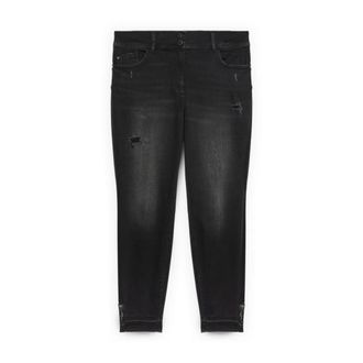 Fiorella Rubino Jeans, Dames, Zwart, 5Xl, Katoen, Skinny Jeans met Mini Scheuren en Oogjes