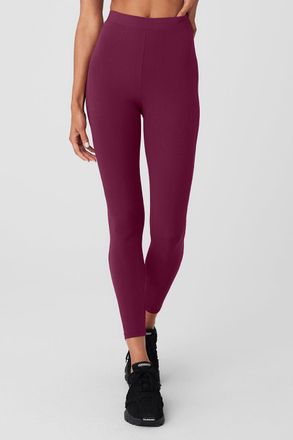 Alo Yoga High-Waist 7/8 Run It Back Legging in Wild Berry Pink, Size: Medium | Alo Yoga&AElig;