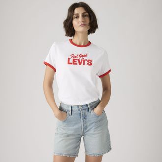 Levi's Graphic Favorite Ringer Tee - Womens - XS - White