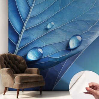 Tulup Carta Da Parati Adesiva - Fotomurale - Facile Da Applicare - Per La Soggiorno - Camera Da Letto - Foglia Blu 250x250 Cm