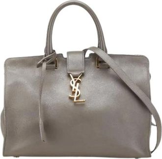Saint Laurent Pre-owned Handbags, female, Gray, Size: ONE SIZE Pre-owned Leather Handbag