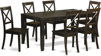 East West Furniture 7 PC formal Dining room set-Dining Table with Leaf 6 Chairs for Dining room