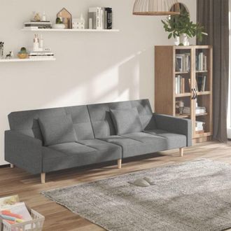 vidaXL Vidaxl - Divano Letto a 2 Posti con 2 Cuscini Grigio Chiaro in Tessuto