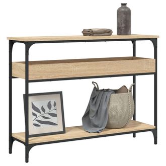vidaXL Vidaxl - Mesa Consola Estante Madera Ingenier&iacute;a Roble Sonoma 100x29x75cm