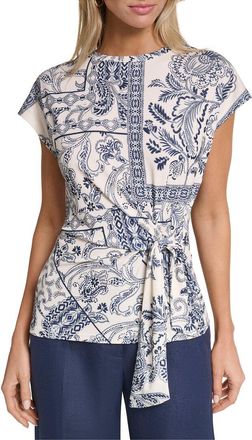 Halston Heritage Short Sleeve Printed Top